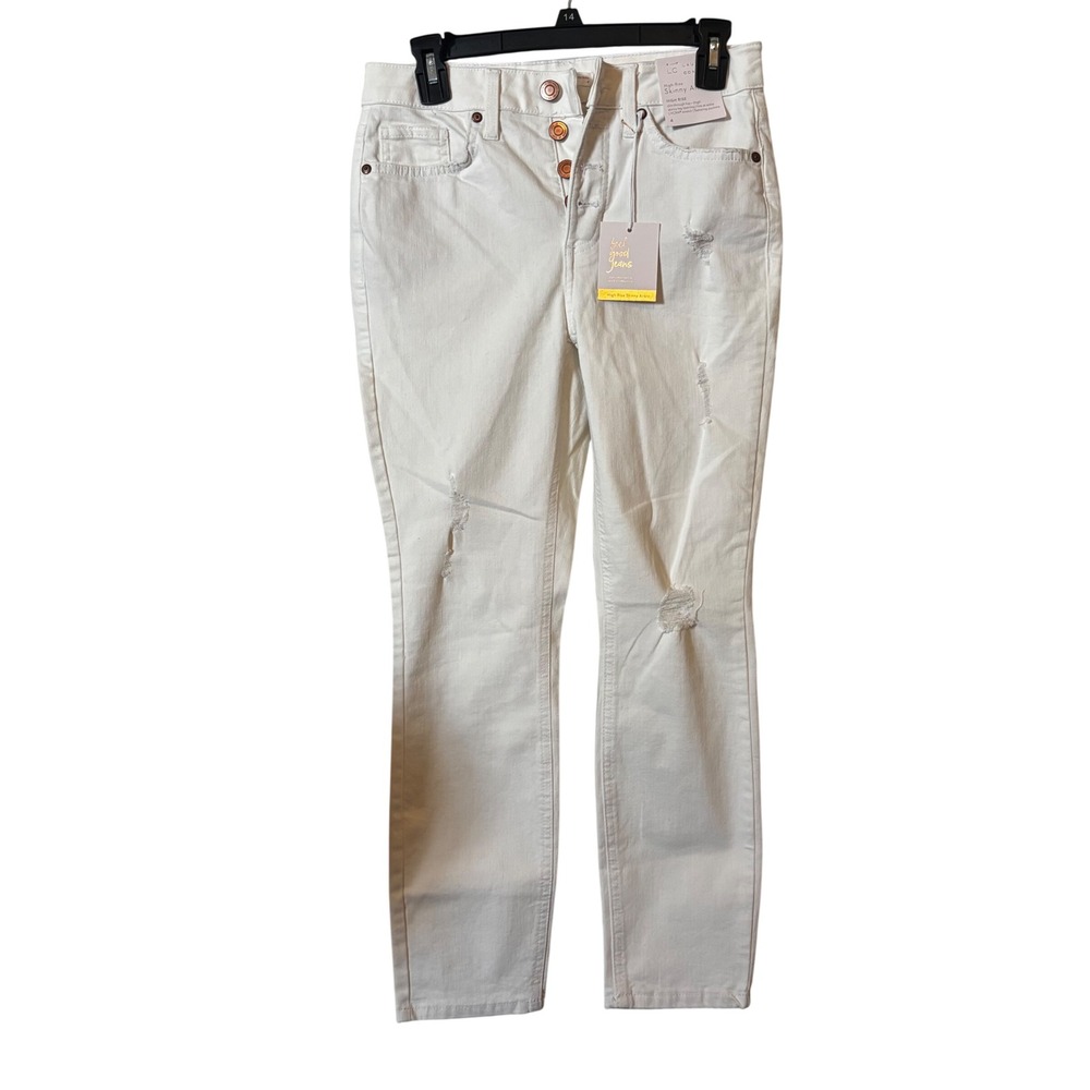 Lauren Conrad Women's Skinny Ankle Jeans Size 4 NWT‎ High Rise White Distressed